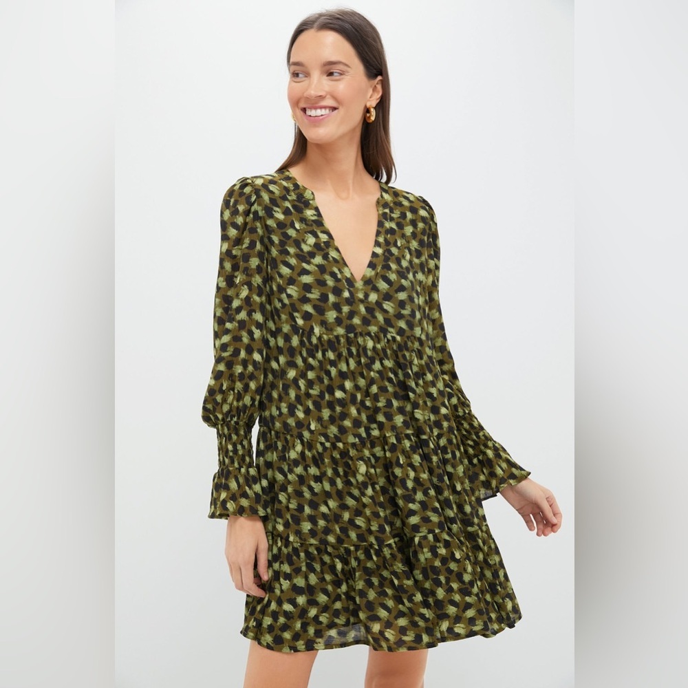 Pomander Place Green and Black Mini Dress